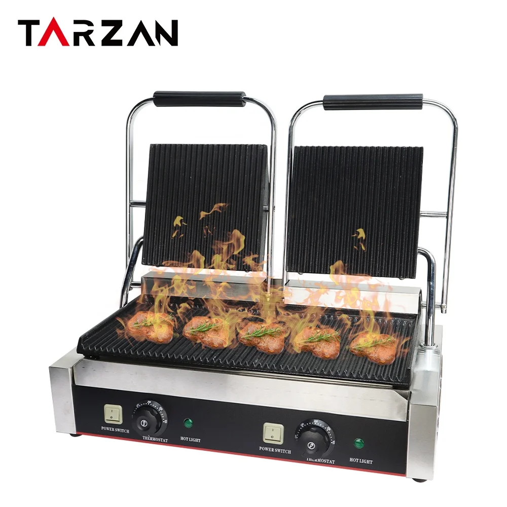 Hot selling cheap price Cast Iron/Electric Sandwich Maker Panini Press Grill Double Plate Food Machinery  Grill Press Grill 2