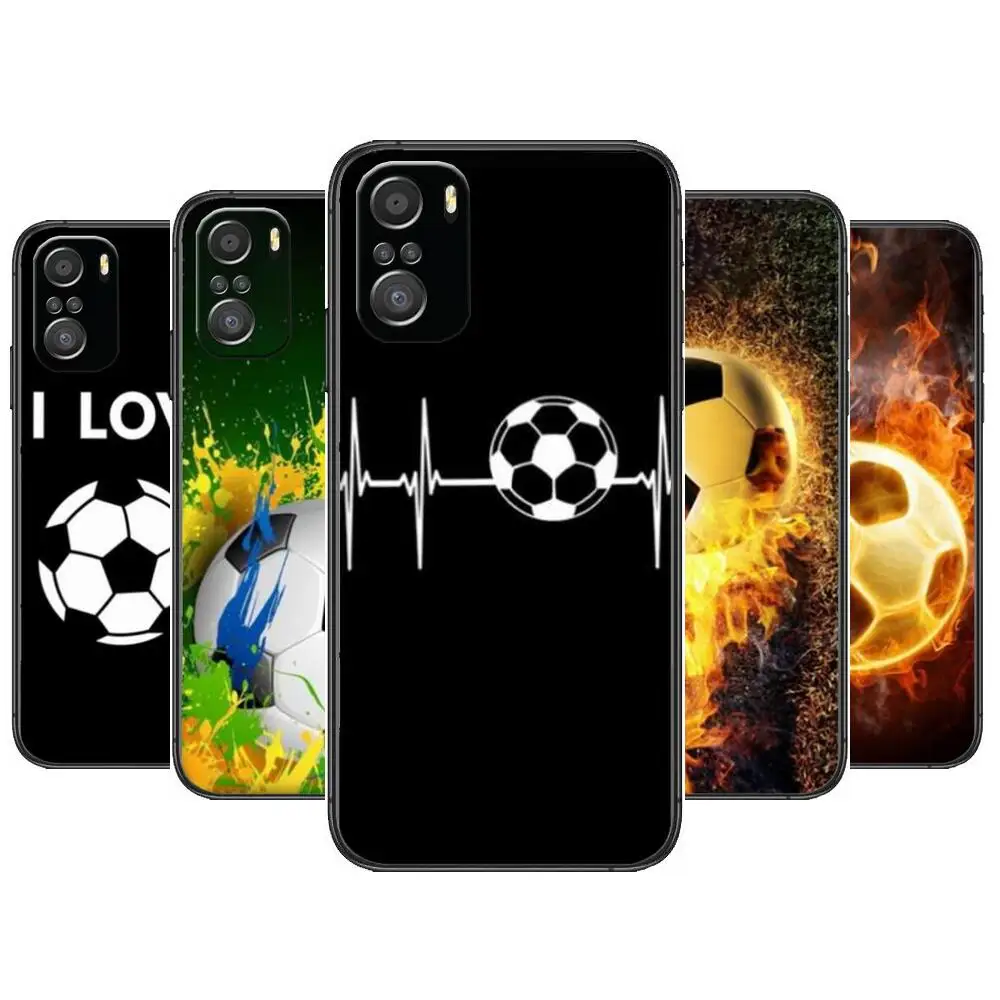 

Football Soccer Ball For Xiaomi Redmi Note 10S 10 9T 9S 9 8T 8 7S 7 6 5A 5 Pro Max Soft Black Phone Case