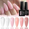 MEET ACROSS 6/8/10PCS 2 In 1 Rubber Base Gel Nail Polish Jelly Pink Transparent Nail Art Gel Soak Off UV LED Varnish Manicure 2