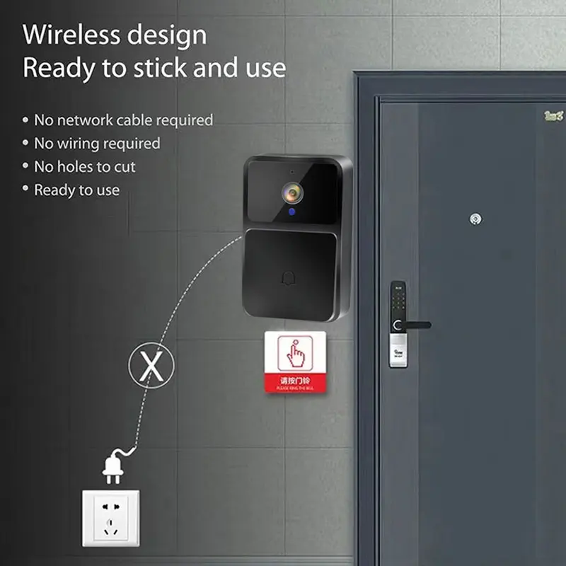 Video Doorbell Camera WIFI Night Vision HD Wireless Smart Home Security Battery Door Bell Two Way Intercom Voice Change For Home
