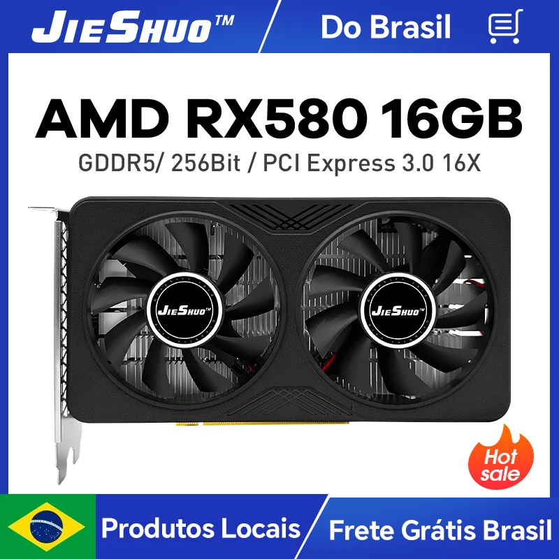 Placa de Vídeo JIESHUO RX 580 16GB