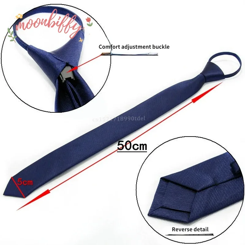5cm Pre-tied Neck Tie Mens Skinny Zipper Ties Red Black Blue Solid Color Slim Narrow Bridegroom Party Dress Necktie Student Girl Neck Tie