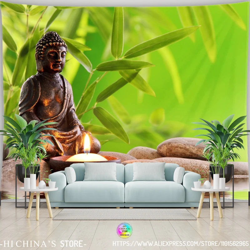 Buddha Tapestry Shakyamuni Wall Hanging Meditation Seven Chakras Indian Bohemian Style Mandala Home Decor