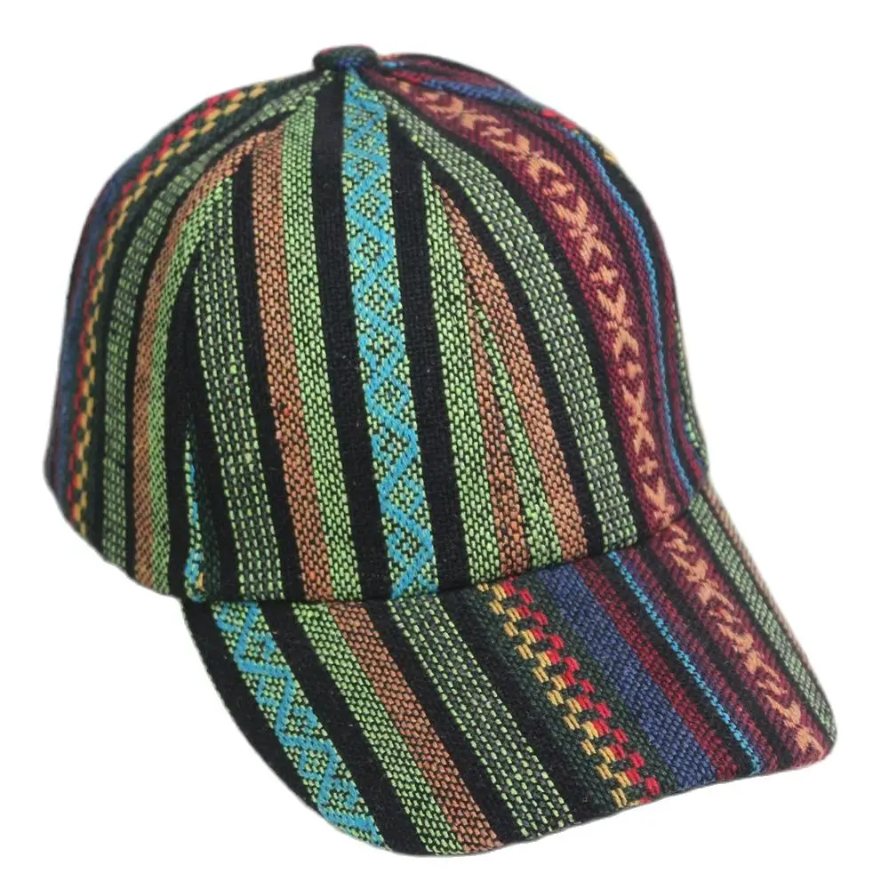 Women's Colorful Fashion Boho Hippie Hat Men's Retro Baseball Cap Striped Geometric Pattern 4