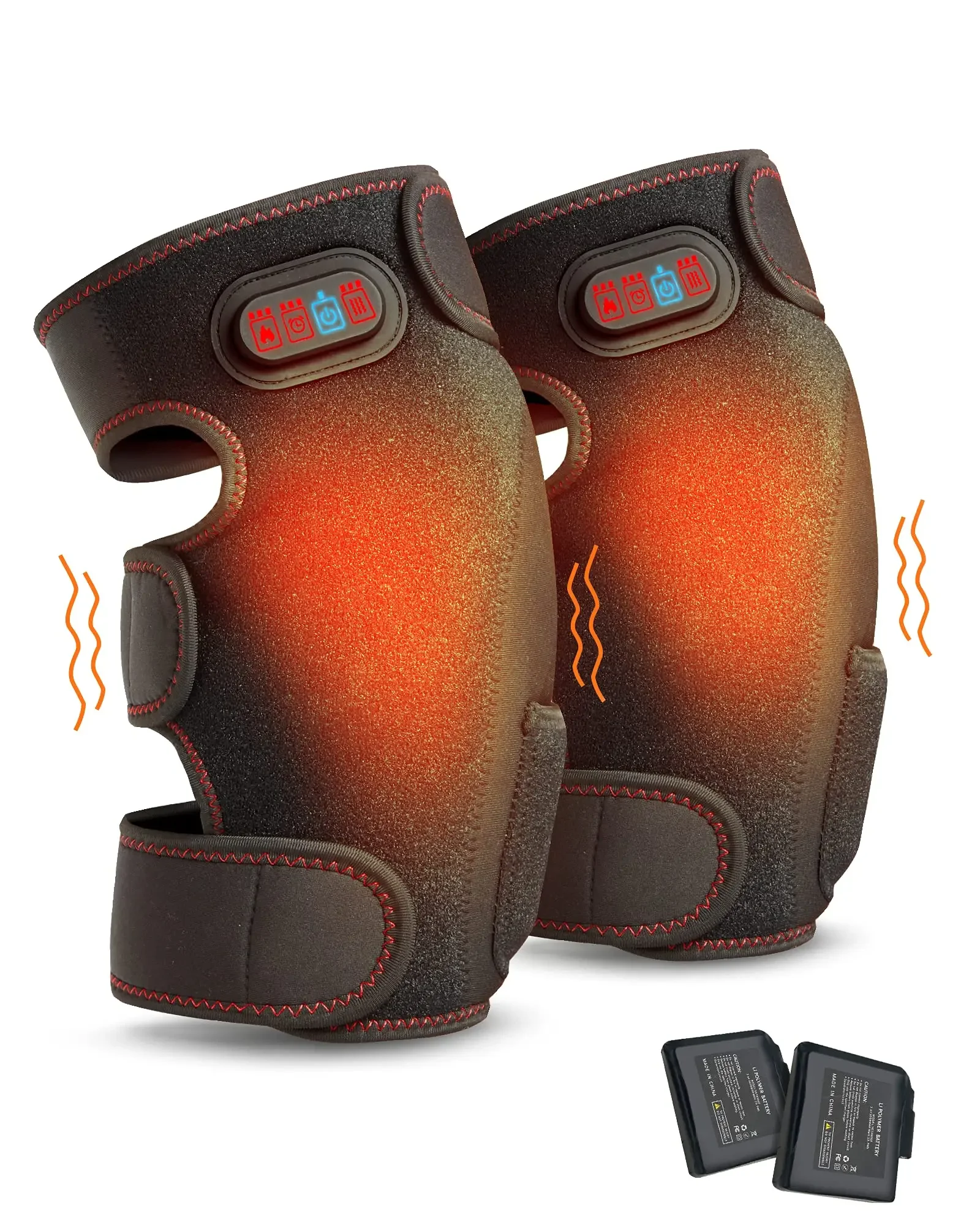 Heated Knee Brace Wrap - Battery Powered Knee Heating Pad Vibration Massager for Knee Pain Relief (1 Pair) wireless electric foot ankle massager multi level settings vibration heating massage pain relief and comfort massage therapy