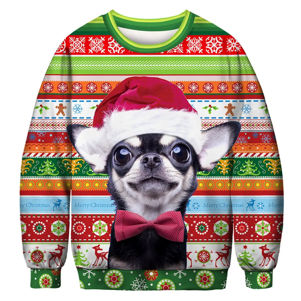 

Men Women Ugly Christmas Sweater Holiday Party Sweatshirt 2022 Autumn Crewneck Long Sleeve 3D Print Jumpers Tops