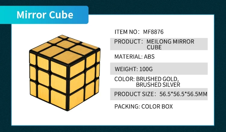 [Picube] MoYu MeiLong 미러 3x3 매직 큐브 퍼즐 실버 골드 스티커 스피드 큐브 어린이를위한 전문 학습 장난감 선물