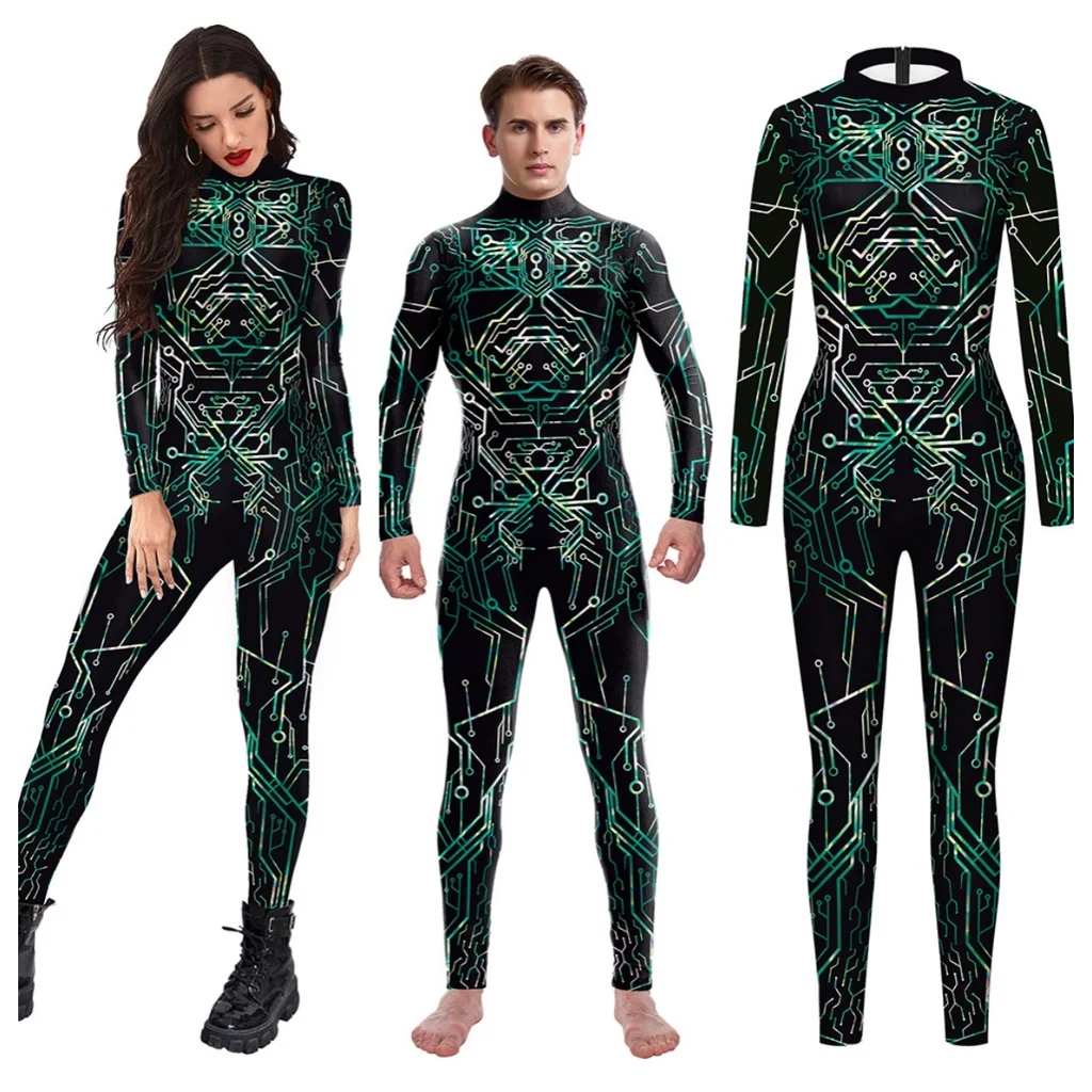 

Women Men Punk Robot Abstract Art Circuit Board 3D Printed Jumpsuit Halloween Cosplay Costume