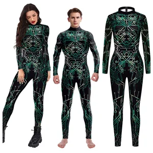 Women Men Punk Robot Abstract Art Circuit Board 3D Printed Jumpsuit  Halloween Cosplay Costume