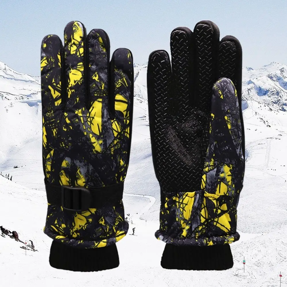 Kids Winter Thicken Snow Adjustable Warm Gloves Unisex Waterproof Ski Mittens_voghion.com