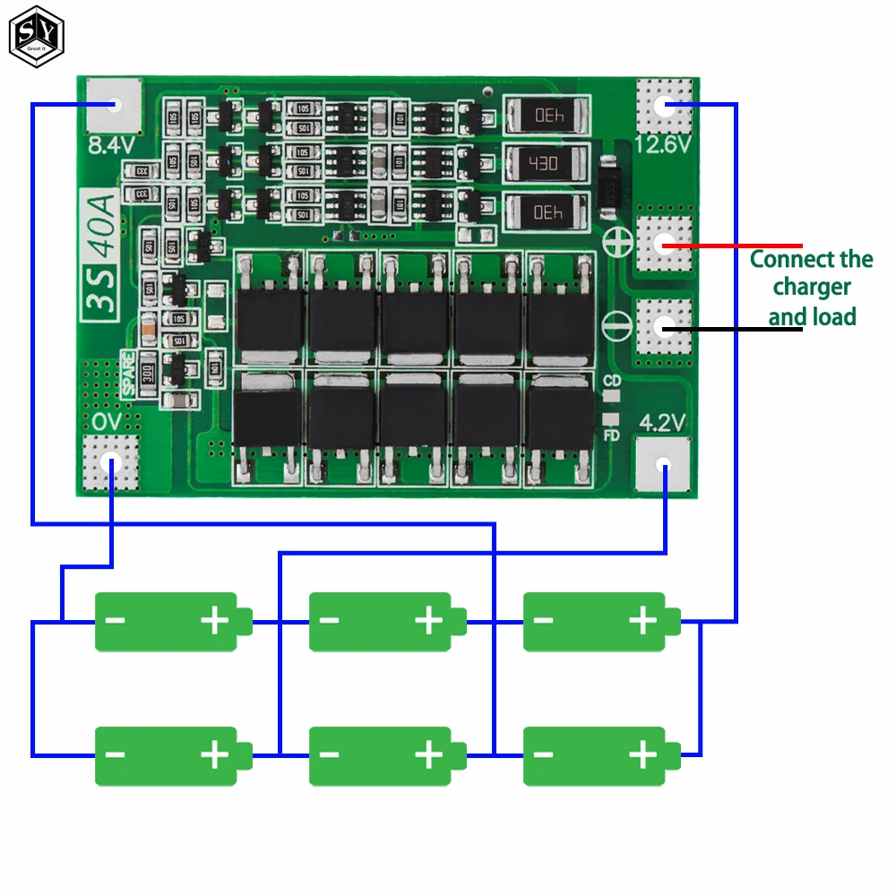 Li-ion Lithium Battery Charger Protection Board 18650 BMS 11.1V 12.6V/14.8V 16.8V For Drill Motor 3S 4S 40A 60A Enhance/Balance