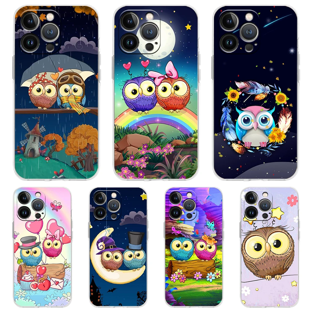 Charming Cartoon Owl Transparent Soft Phone Case
