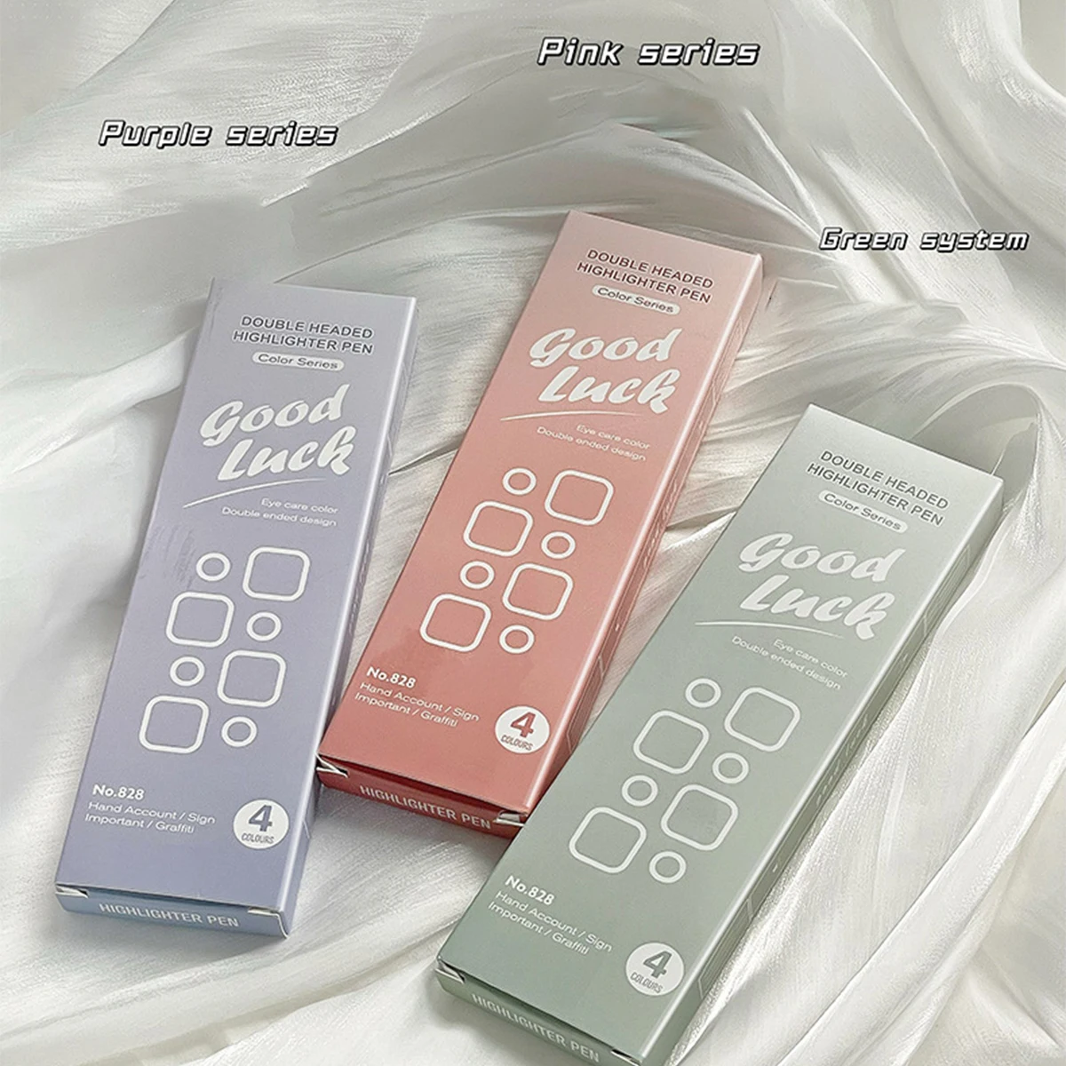 4Pcs 그라디언트 양방향 형광펜 세트 컬러 마커 펜 핸드 계정 편지지 학교 사무용품