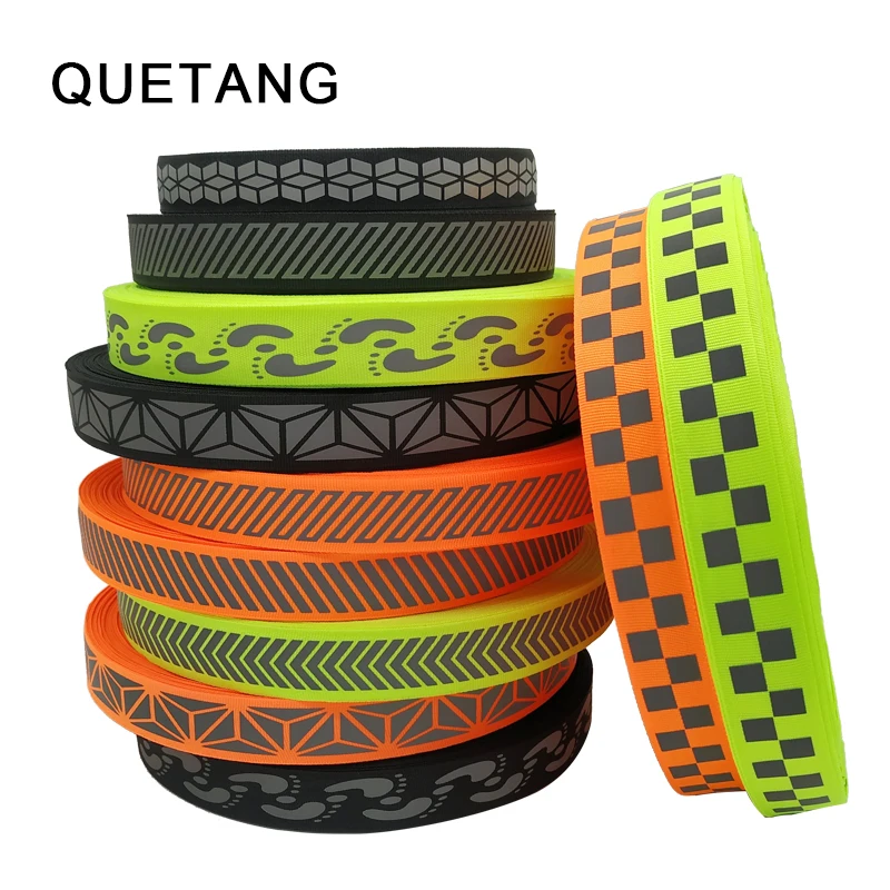 27mm Reflective Ribbon Pattern Black Traffic Safety Warning Tape DIY Clothing Sewing Accessories 3 meter long