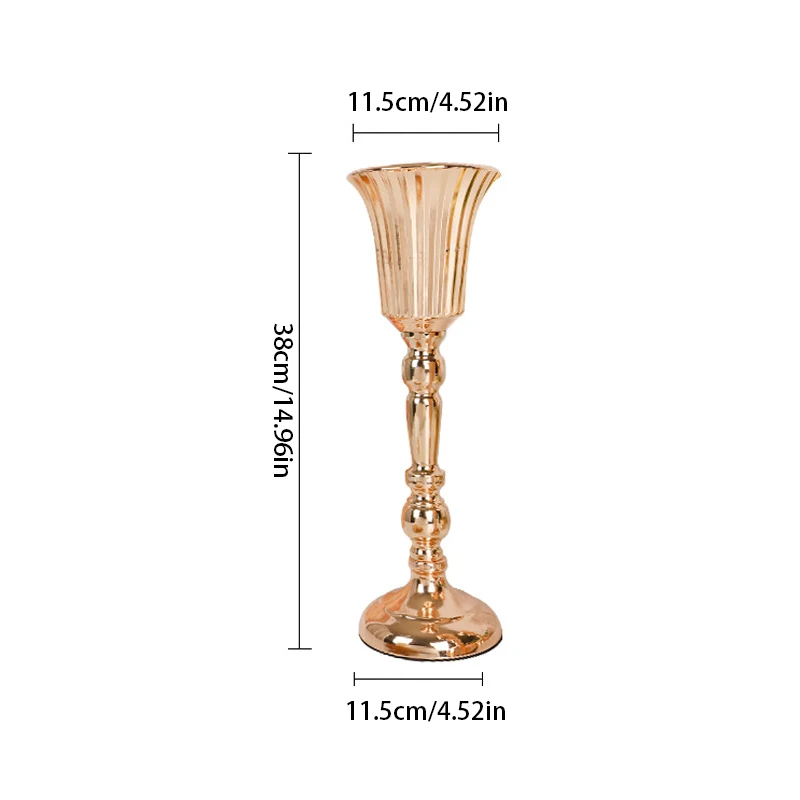 Desktop Metal Centerpieces Vase Flower Holder Gold Color Flower Vase Candle Candlestick Wedding Party Table Ornaments Home Decor 4