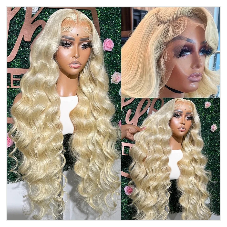 13x4 13x6 360 HD Transparent 613 Lace Frontal Wig Honey Blonde Color Brazilian Raw Body Wave Lace Front Human Hair Wig For Women 4