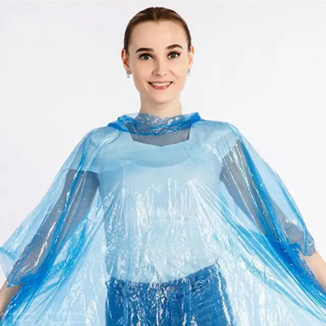Eldobható Poncho Unisex Vízálló, Átlátszó Kapucnis Esőálló Hordozható Hordozható, Tárológolyóval Esőkabát A Kempinghez - Image 3