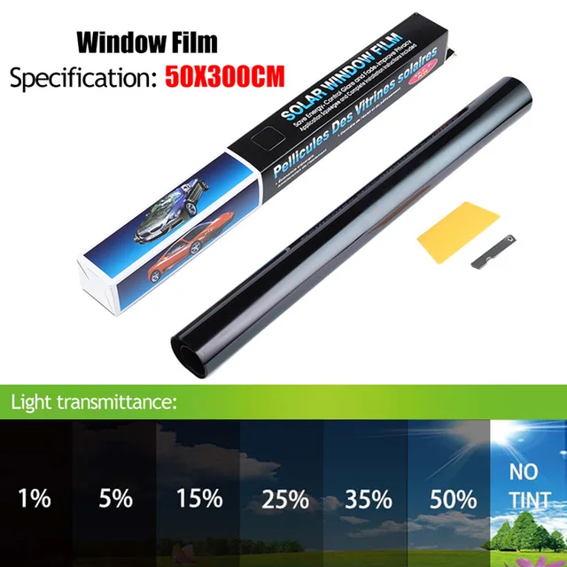 Car Window Foils Tint Tinting Film Glass Sticker VLT 1%-50% Sun Shade Window Auto Home Window Glass Solar UV Protector Stickers