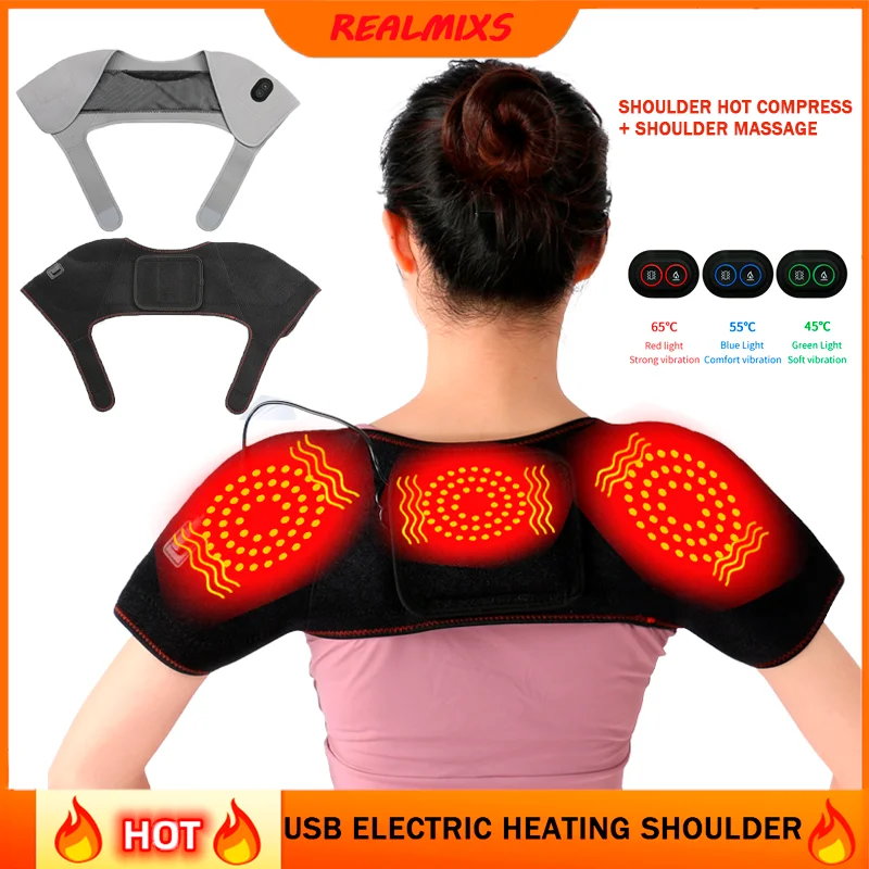 

Heating Shoulder Pads Health Hot Pad Compress USB Electric Relieves Shoulders Relief Pain Washable Heated Brace Relieve Fatig
