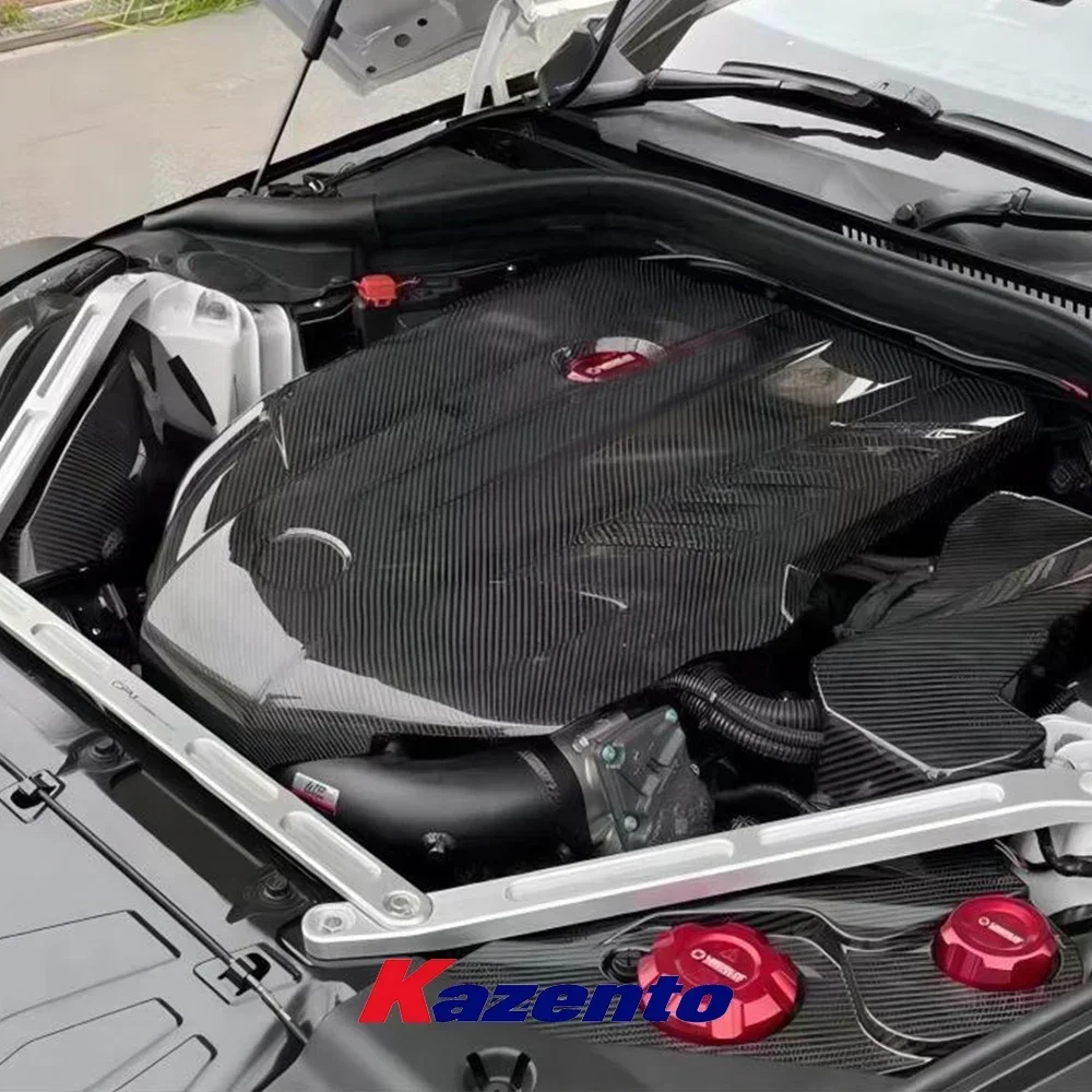Carbon Fiber KZ Style Hood Bonnet Engine Trim Cover Plate For TOYOTA Supra A90 -