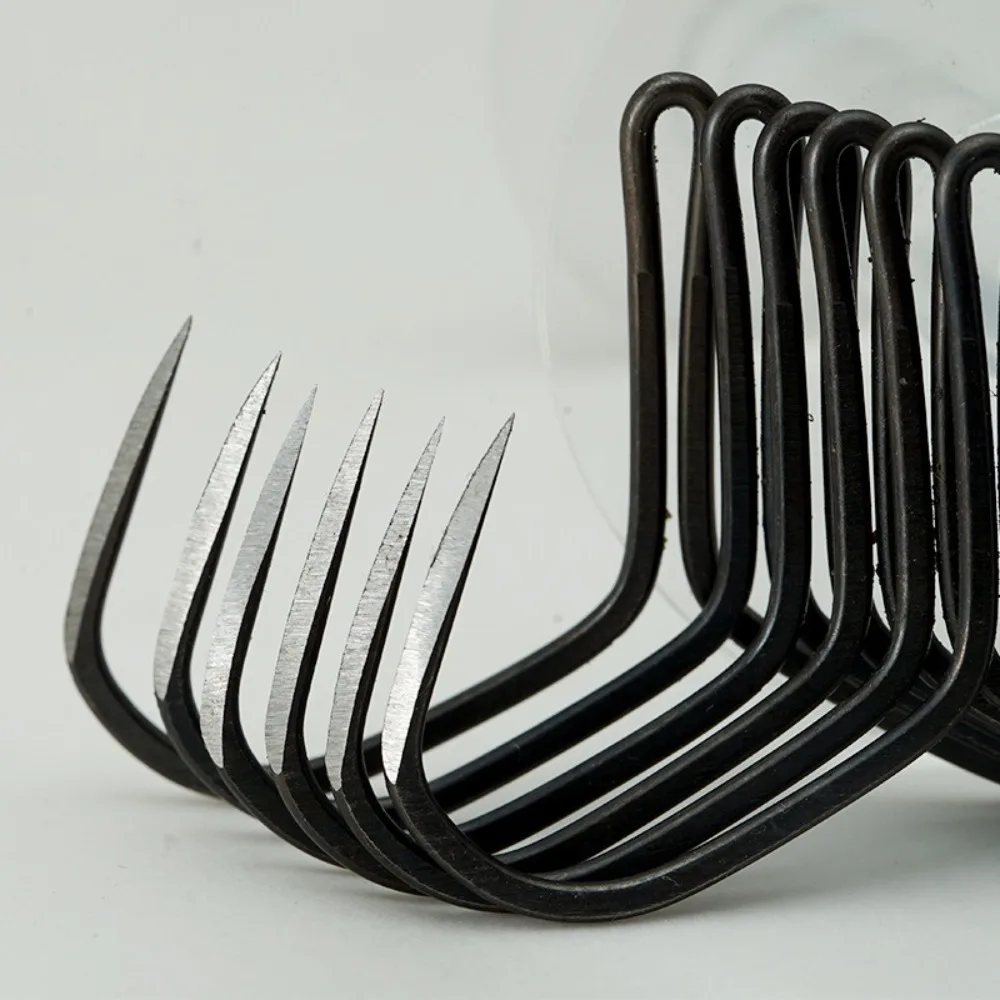 10pcs Duple Hooks Fishing hook grind High Carbon Steel Strong Anchor Hook Nonbarb Black Nickel Double Anchor Hooks