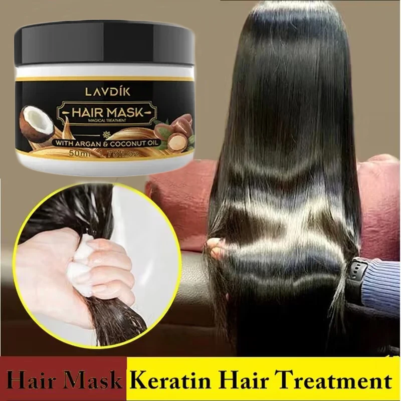 

Magical Hair Mask Keratin Mask 5 Seconds Repairs Damage Frizzy Soft Smoothing Shiny Hair Deep Moisturizing Hair Treatment 50g