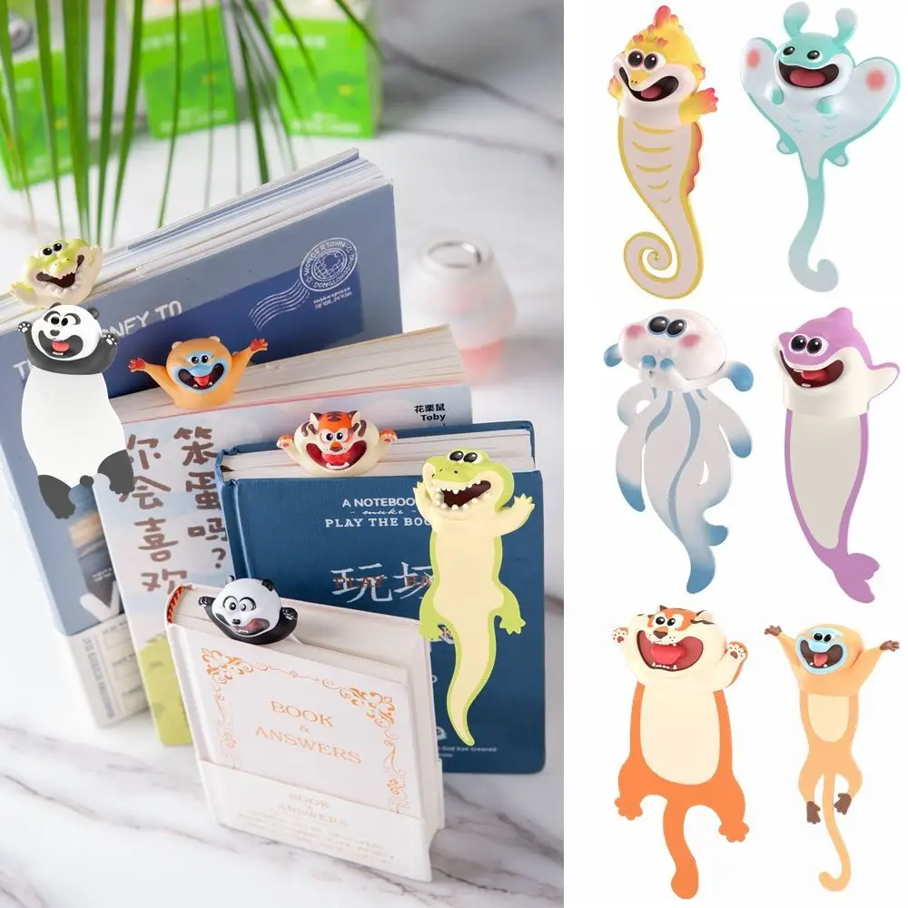 PVC Ocean Series 3D Stereo Marker Animal Bookmark For Books Reading Lovers Sign Book Mark Learning Stationery Gift for Children animal bookmark bookmarks stationery supplies