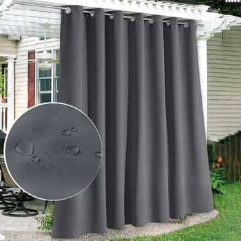 방수 및 방풍 야외 커튼 탑 그로밋, 정원 발코니 암막 드레이프