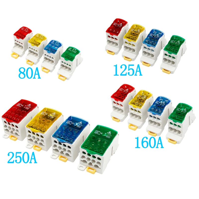 Electrical distribution box Distribution Box One In Several Out Power Wire Universal Electric Connector Junction Din Rail Terminal Block UKK 80A160A250A400A