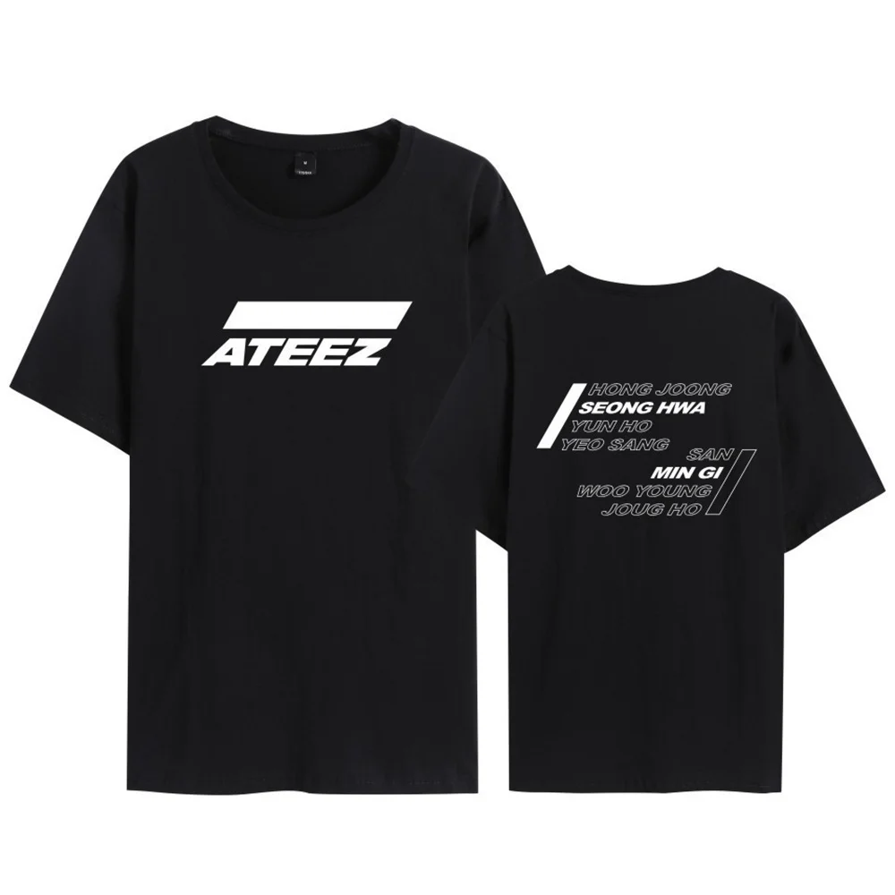 

Хлопковая футболка ATEEZ с круглым вырезом для фанатов, модный Свободный Топ с принтом для студентов, для мужчин и женщин, для лета
