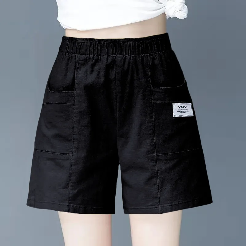 Women's Summer Pure Cotton Workwear Shorts Loose High Waist Wide Leg Pants Fashion Casual Sports Versatile Cropped Pants