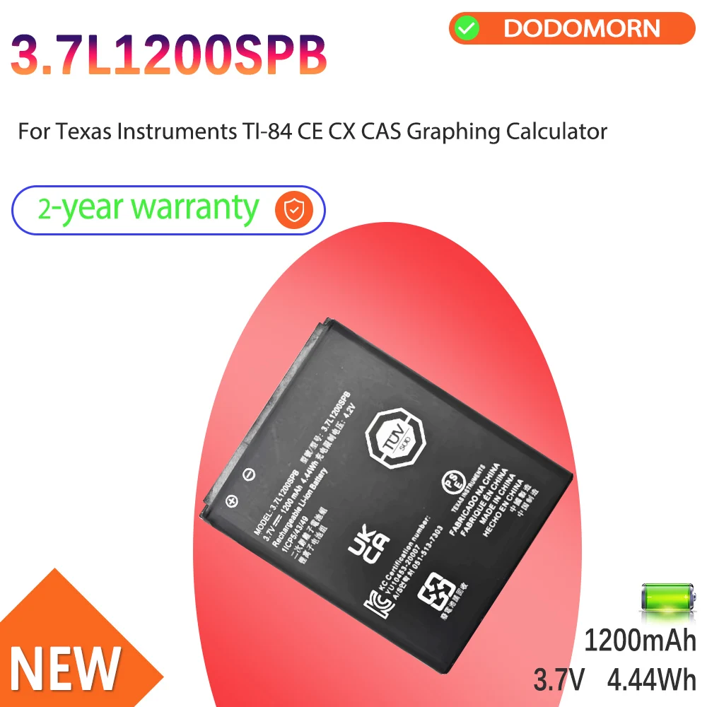 Batería 3.7L1200SPB de 2 años de garantía para instrumentos Texas TI-84 CE CX CAS, paquete de baterías para calculadora gráfica, 1200mAh