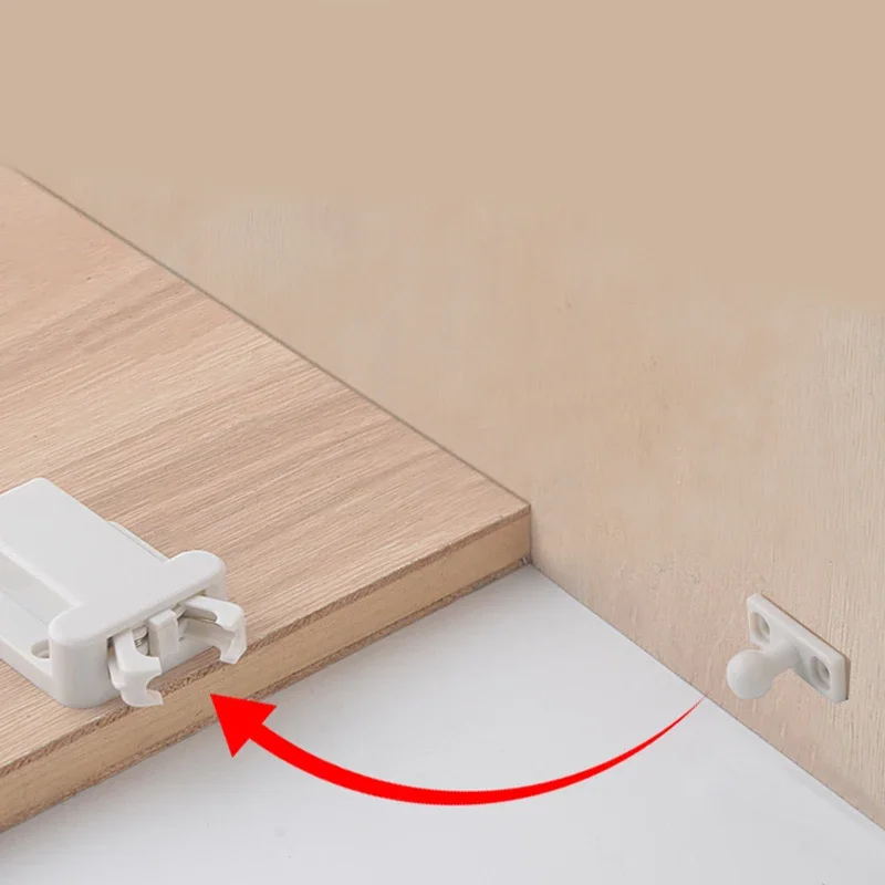 2 Set Cabinet Latches Push To Open Door Drawer Cabinet Self-locking Cupboard Suction Catch Rebound Device Anti-flapping LockFree