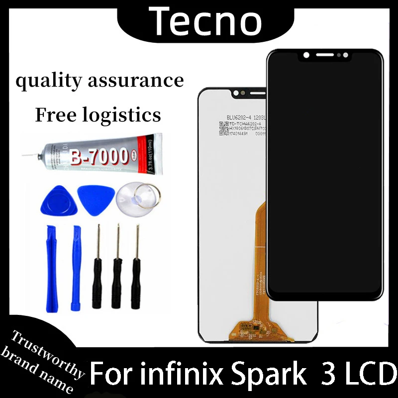 Высококачественный черный 6,2 дюймов для Tecno spark 3 kb7 ЖК-дисплей кодирующий преобразователь сенсорного экрана в сборе запасные части