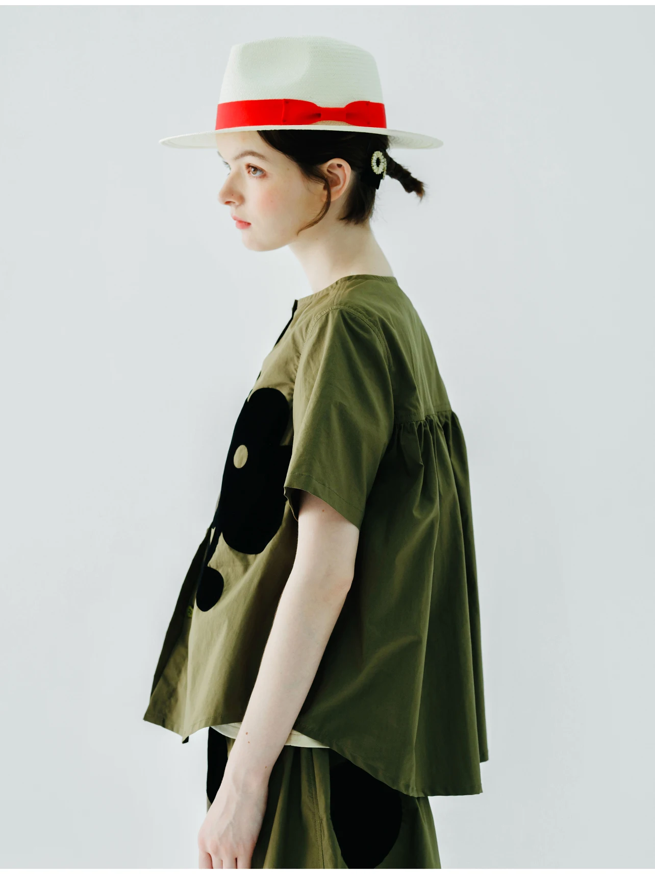 Totokaelo Floral Fusion Army Green Blouse
