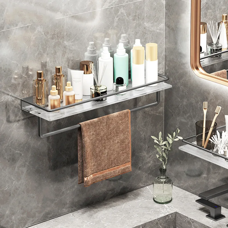 

Toilet Bathroom Shelf Non-punching Acrylic Toilet Washroom Washbasin Towel Rack Storage on The Wall