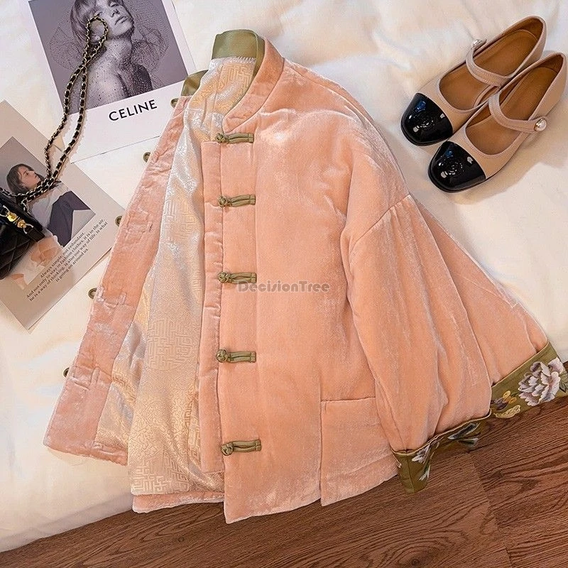 new chinese style cotton jacket thickened retro style buckle and improved tang suit standing collar jacket for winter b270