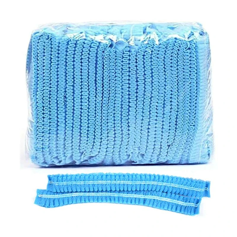 100PCS Disposable Caps Pleated Elastic Mesh Shape Non-woven Bath Hat for Cooking Food Service Kitchen Home Salon Spa Hair Hats 4