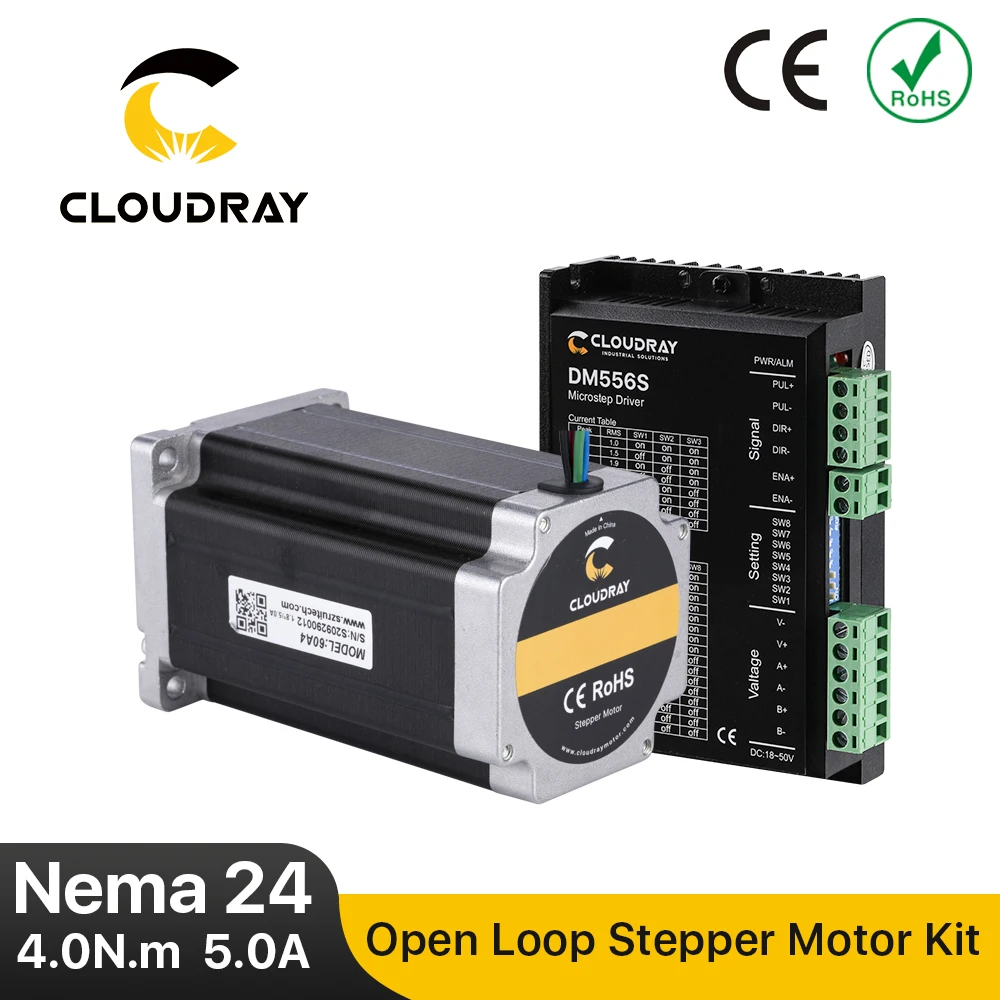 Фото Драйвер для шагового двигателя Cloudray Nema 24, контур открытия 4,0 нм, 5 А, 1,4-5,6 А, 18-50 В постоянного тока, для 3D-принтера, гравировально-фрезерного станка с ЧПУ №1
