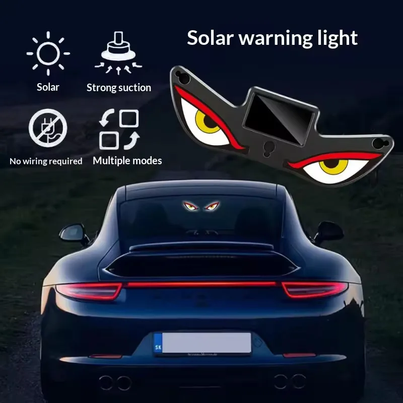 Solar Powered Car Neon Light Wireless Cool Demon EYE Led Ambient Light Suction Cup USB Rechargeable Atmosphere Breathing Lamp 3