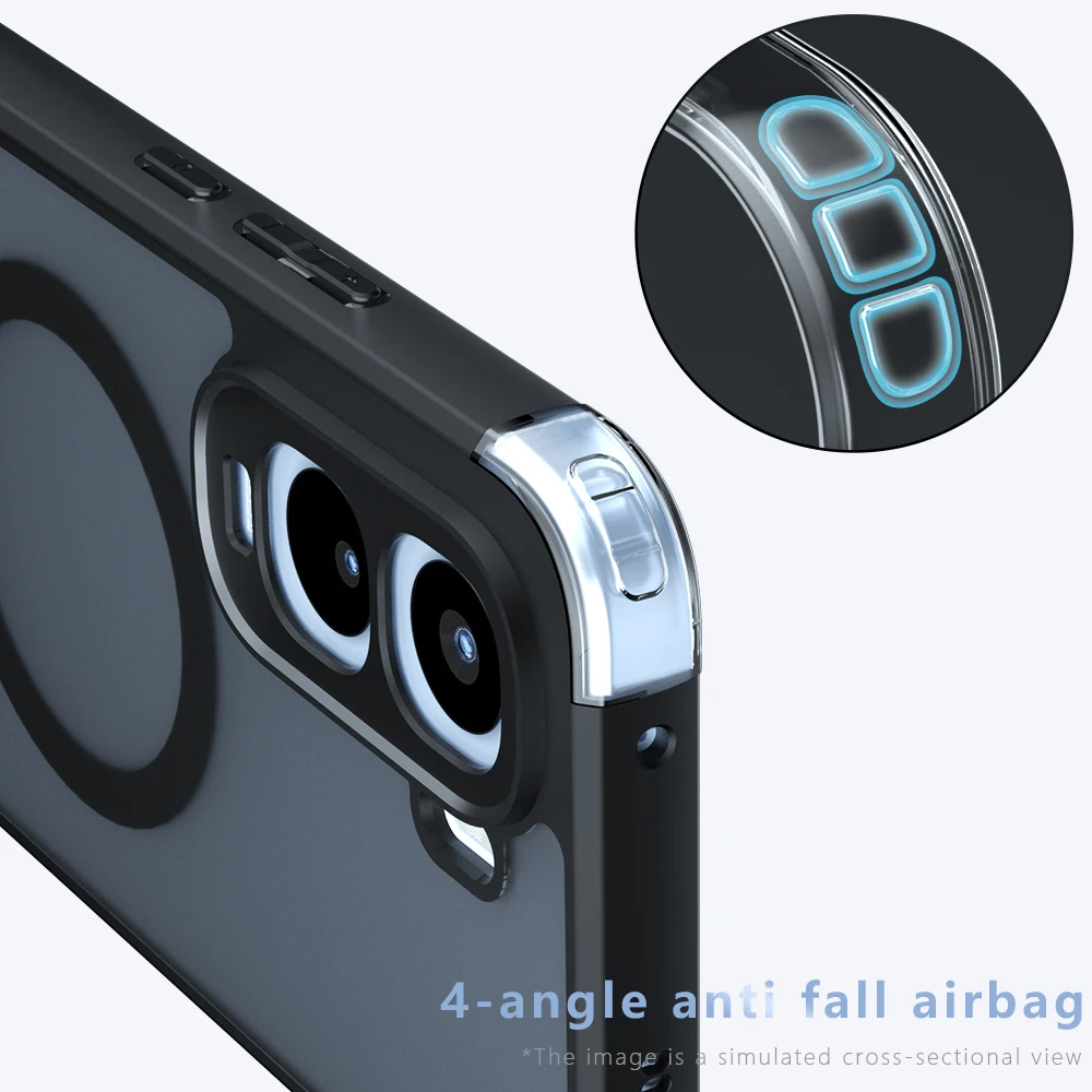 Frosted Matte Shockproof Magnetic Phone Case - Transparent Cover with TPU Bumper