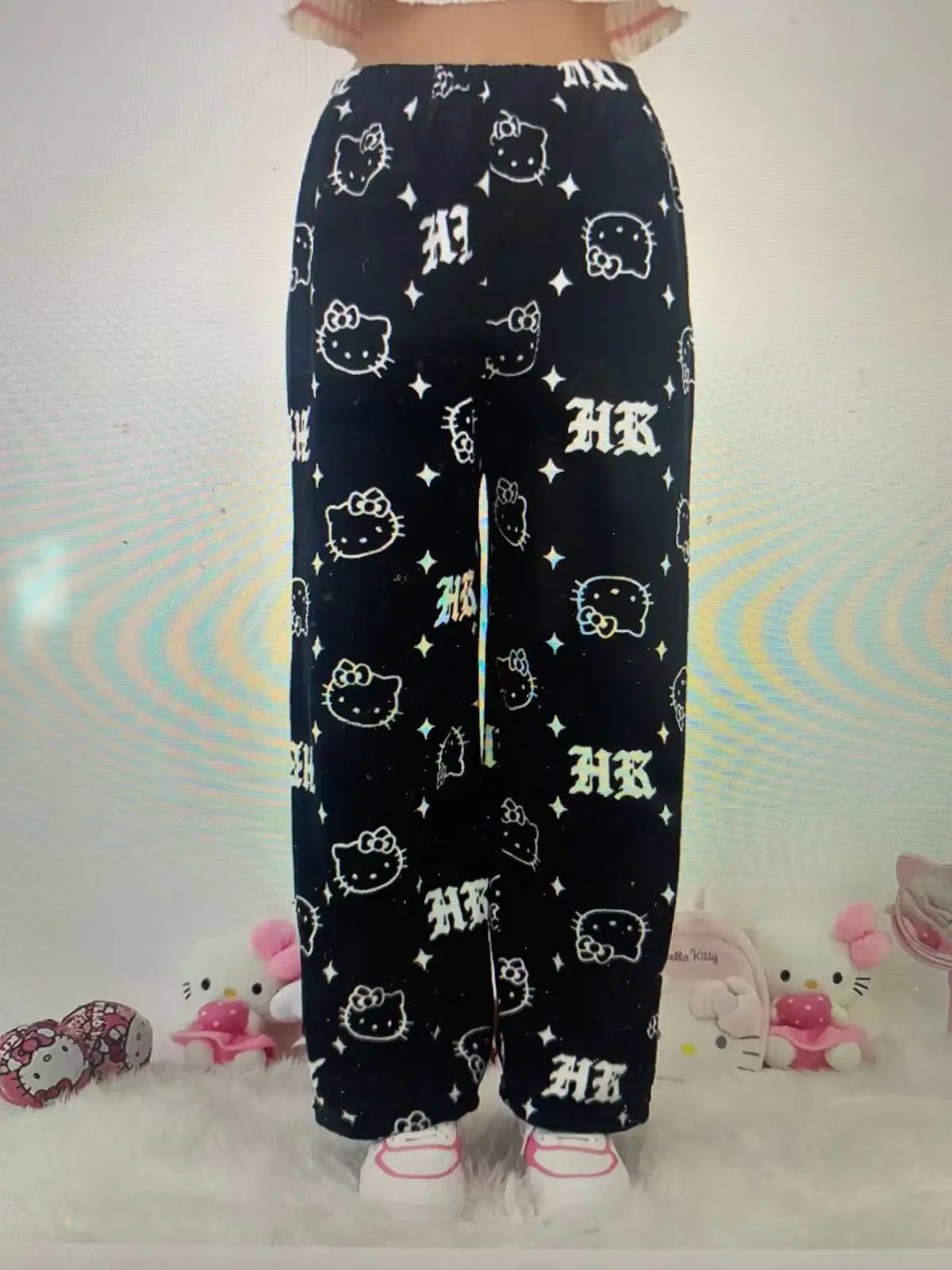 Hello Kitty Sanrio Coral Fleece Pajama Pants Soft Trousers Women Birthday Gift Kawaii Warm Anime Cartoon Casual Home Trousers