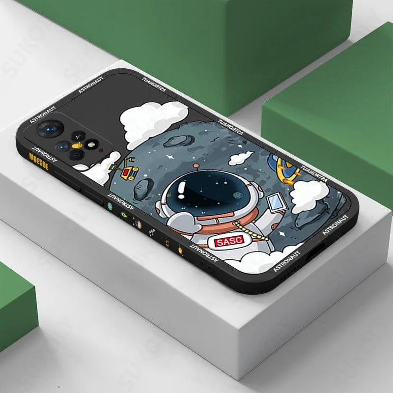 עבור Xiaomi Redmi הערה 10 9 8 11 פרו 11S Mi 11 לייט 5G NE Poco X3 NFC 11T Redmi 10 9T 9A אסטרונאוט סיליקון רך מקרה כיסוי Coque