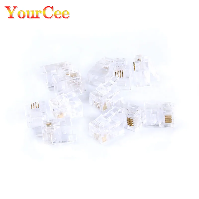 5pcs/lot Rj11 Connector 4 Pin 6p4c Modular Phone Telephone Crystal Plug