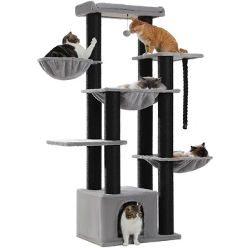 Large Cat Tree for Big Cats Robust Cat Tower with Several Levels Cat House Climbing Tree with Hammock 11 Sisal Posts Large Perch 5