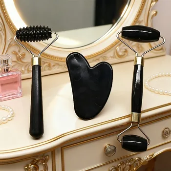 Set di Strumenti per Massaggio di Bellezza, Nuovo Bastoncino Leggero in Plastica, Strumento per Massaggio Viso e Corpo a Doppia Estremità con Rullo