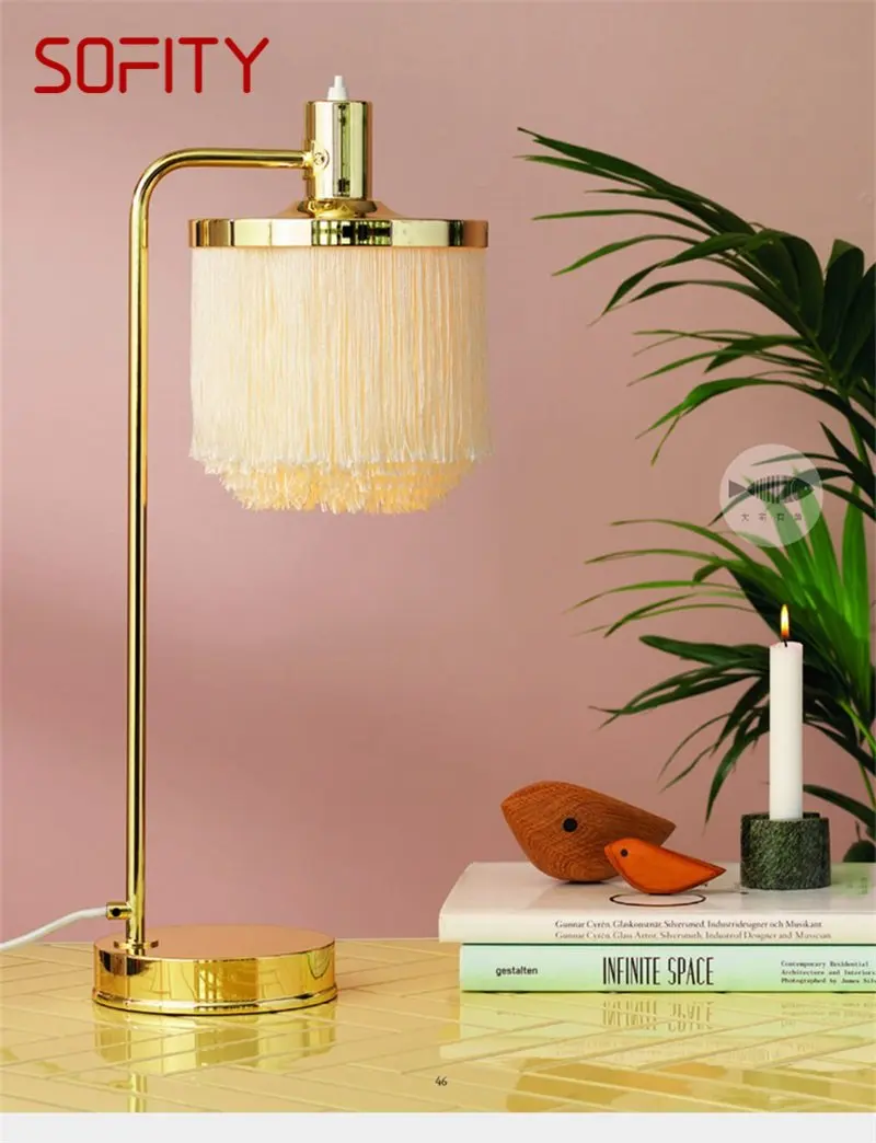 

SOFITY Postmodern Table Lamp Creative Tassel Shade Romantic Desk Light LED Decoration For Home Bedside