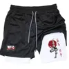 Men's Performance Shorts Anime Baki 2 in 1 Gym Shorts Compression Stretchy Sports Shorts Quick Dry Fitness Workout Summer 1