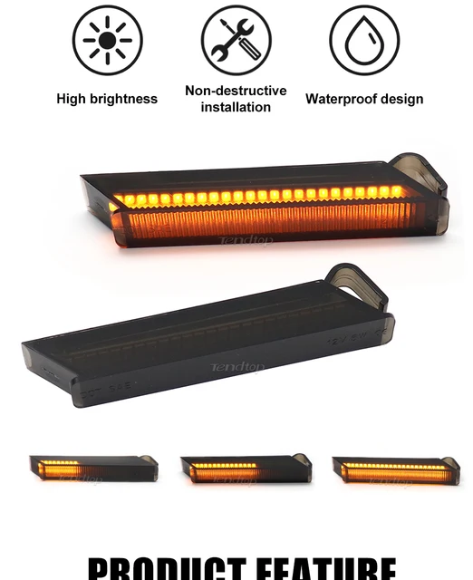 RUXIFEY Sequential LED Side Mirror Turn Signal Light Smoked Right Left Lamps Compatible With Ford F150 Expedition, Lincoln Mark LT, Amber, Side Marker & Turn Signal Combos - Canada - View #5
