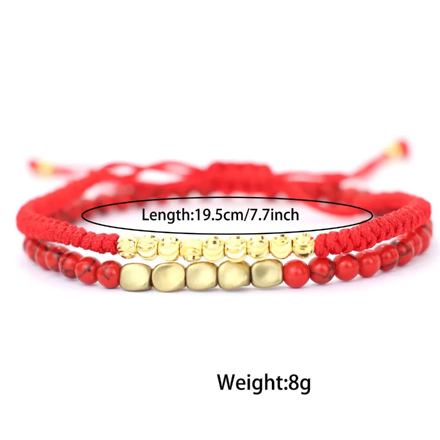Gold Color Beads Handmade Braided Men Bracelet Set